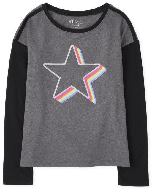 Girls Colorblock Rainbow Top