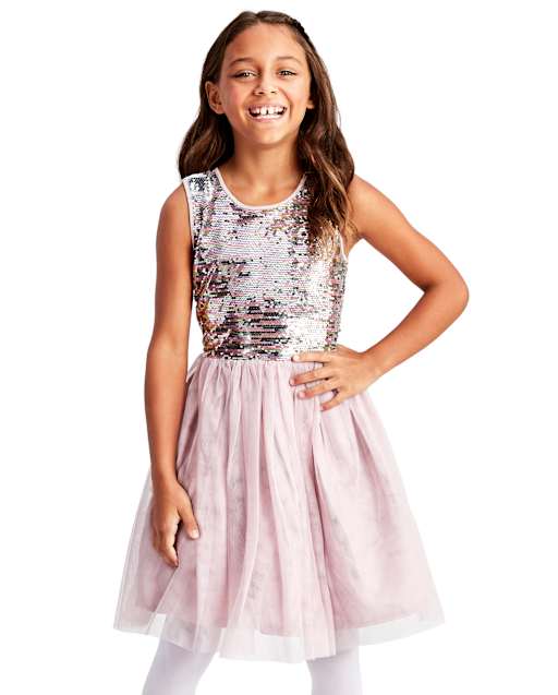 Girls Flip Sequin Knit To Woven Tutu Dress