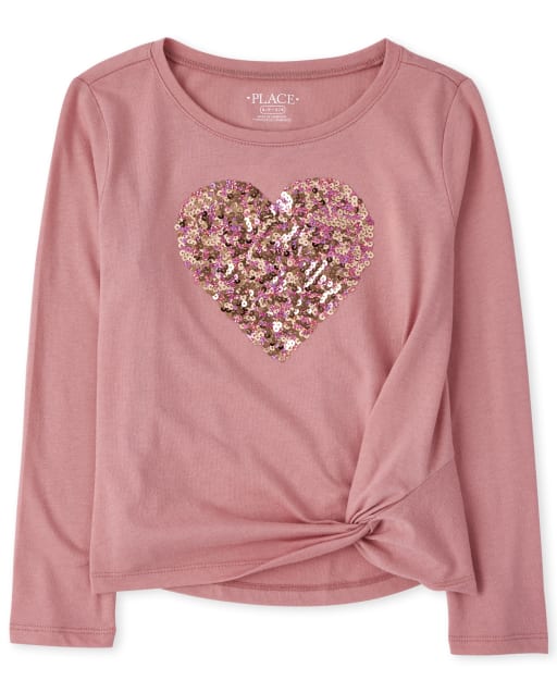 Girls Sequin Twist Front Top
