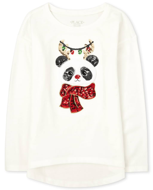 Haut legging haut bas en fausse fourrure pour fille Panda de Noël
