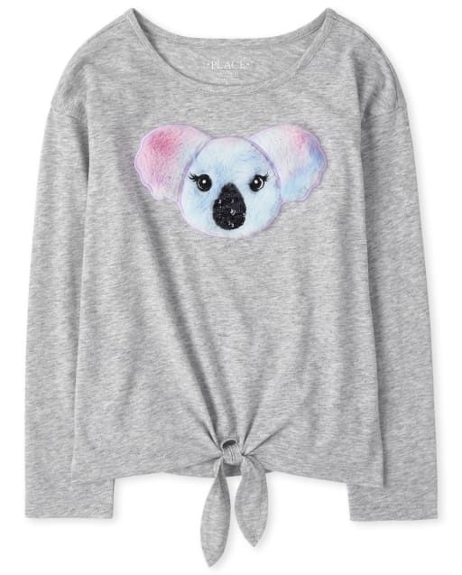 Haut noué sur le devant en fausse fourrure Koala pour fille