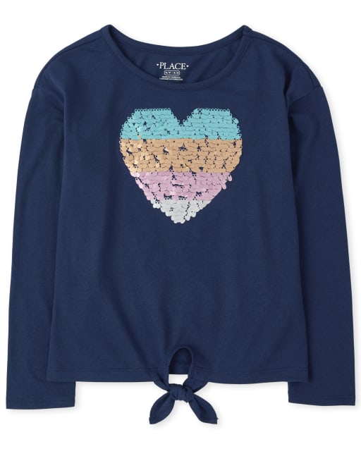 Girls Flip Sequin Tie Front Top