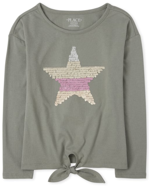Haut à paillettes noué sur le devant pour fille