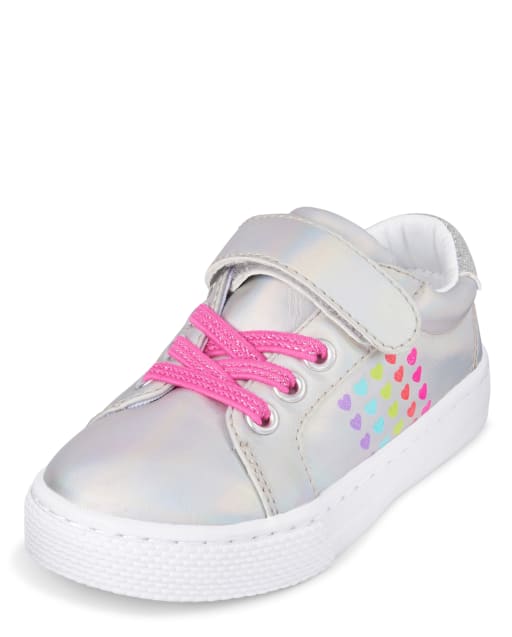 Toddler Girls Glitter Rainbow Hearts Low Top Sneakers