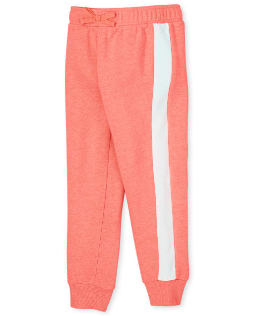 Girls Side Stripe Fleece Jogger Pants
