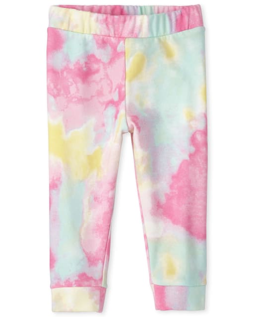 Pantalon de jogging en molleton tie-dye pour bébés et petites filles