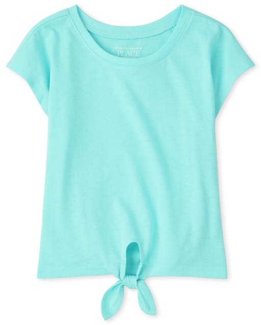 T-shirt basique à superposition noué sur le devant pour bébé et toute-petite fille
