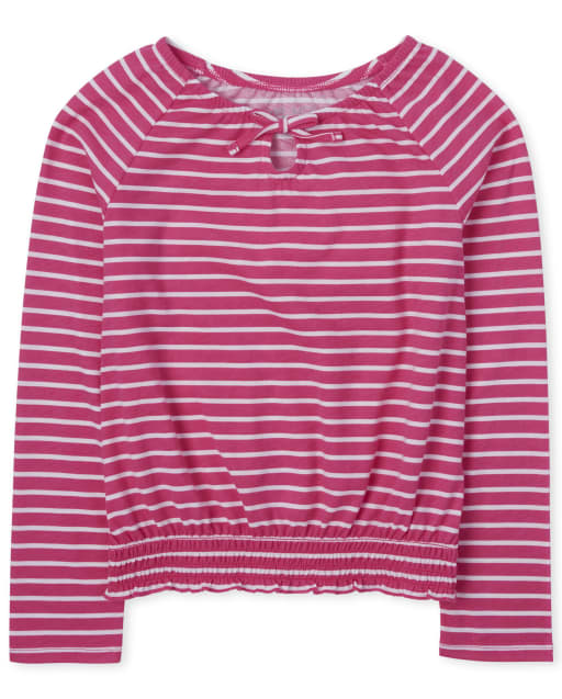 Girls Striped Smocked Peasant Top
