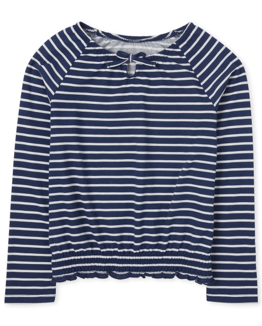 Girls Striped Smocked Peasant Top