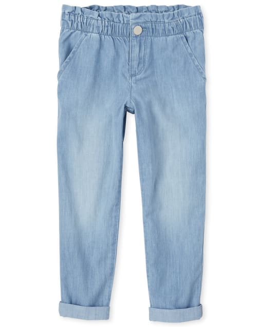 Pantalones vaqueros con cintura paperbag para niñas