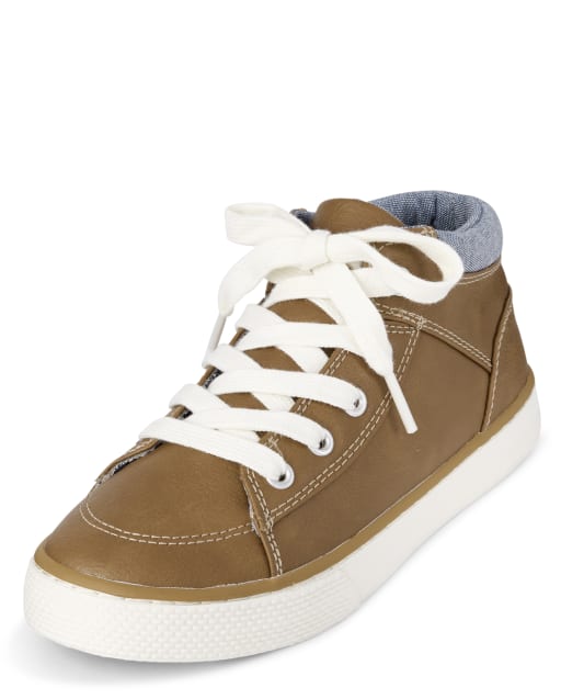 Boys Colorblock Faux Leather Hi Top Sneakers