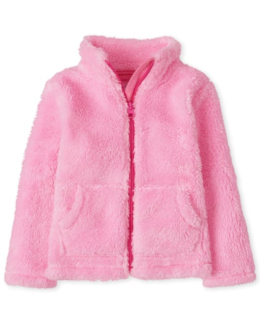 Baby And Toddler Girls Sherpa Zip Up Mock Neck Jacket