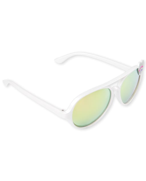 Toddler Girls Rainbow Heart Aviator Sunglasses