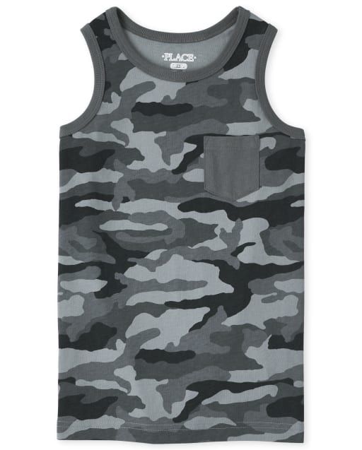 Boys Camo Pocket Tank Top