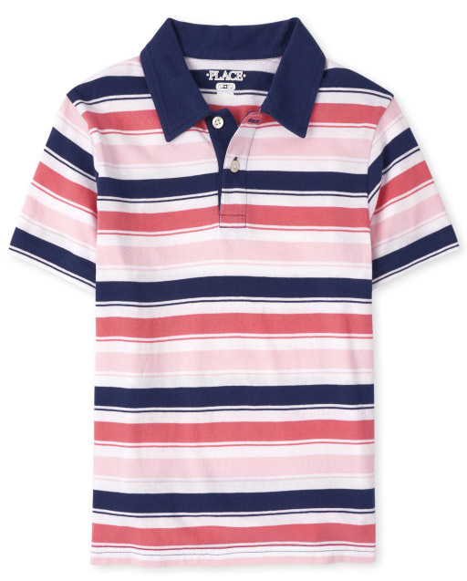 Boys Striped Jersey Polo