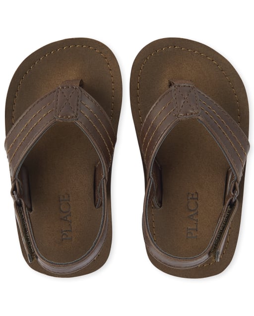 Toddler Boys Faux Leather Flip Flops
