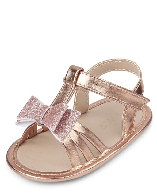 Sandalias Bebé Niña Lazo Metálico Glitter