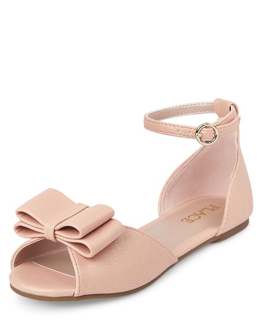 Girls Metallic Bow Ballet Flats
