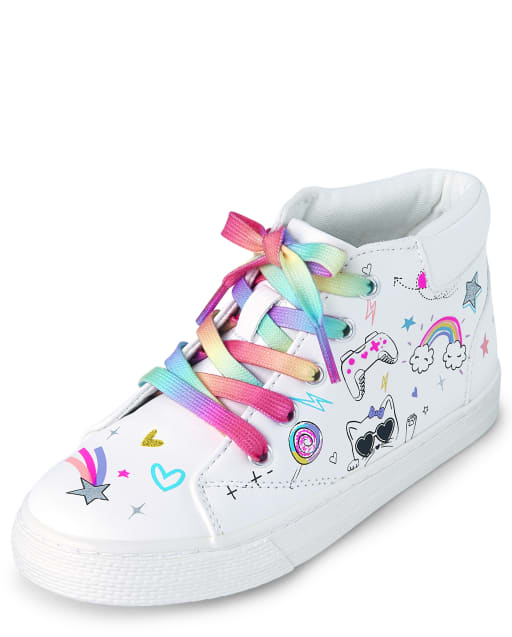 Girls Unicorn Doodle Hi Top Sneakers