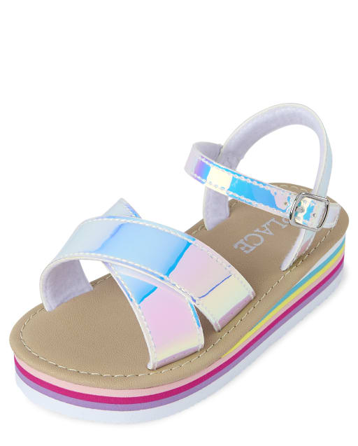 Toddler Girls Holographic Platform Sandals