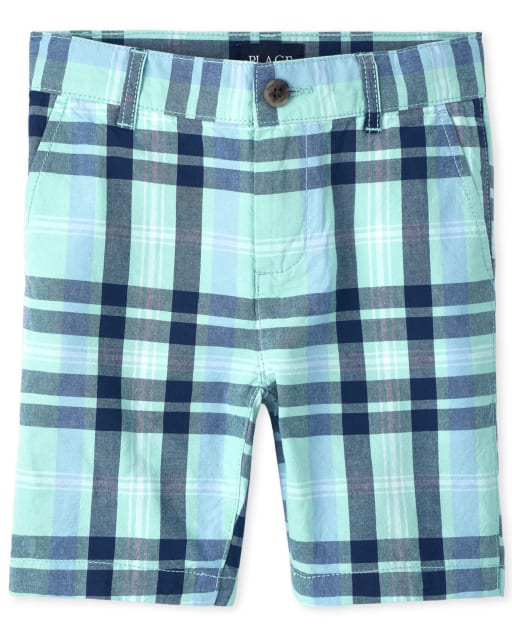 Boys Plaid Chino Shorts