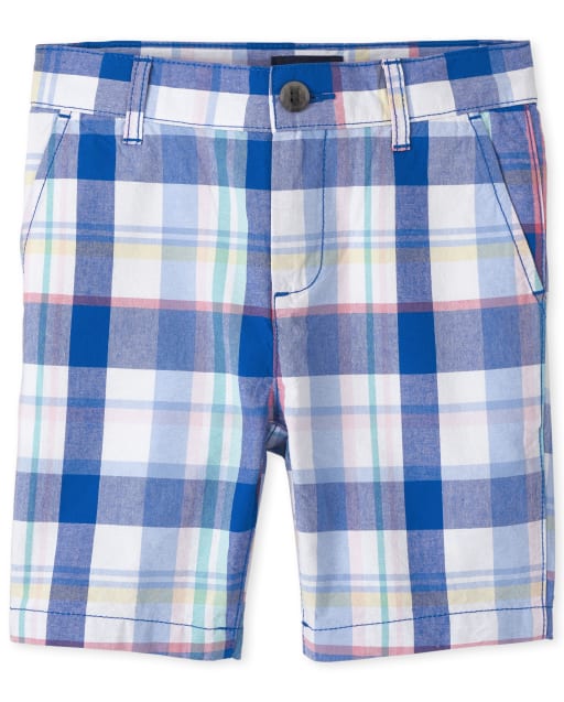 Boys Plaid Chino Shorts