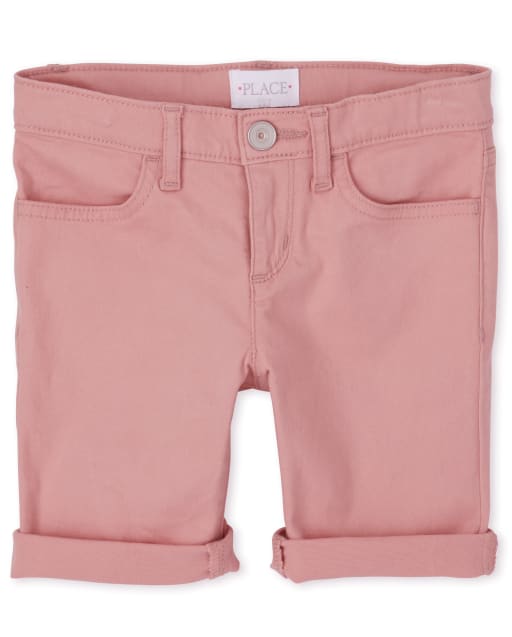 Girls Roll Cuff Twill Skimmer Shorts