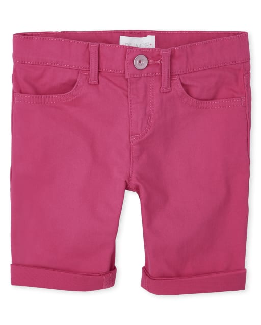Girls Roll Cuff Twill Skimmer Shorts