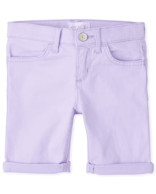 Girls Roll Cuff Twill Skimmer Shorts