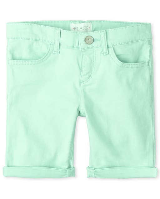 Girls Roll Cuff Twill Skimmer Shorts