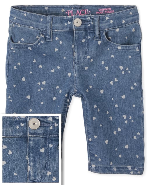Short écumoire en jean cœur pour fille