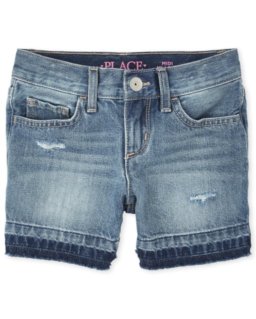Girls Denim Midi Shorts