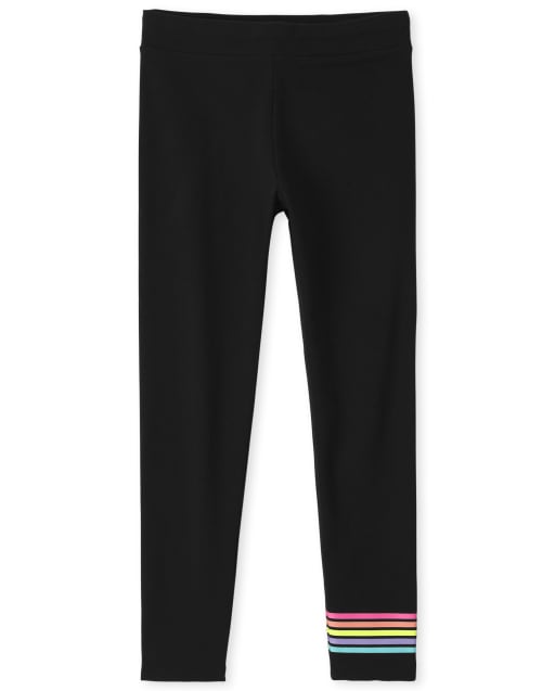 Leggings rayés arc-en-ciel pour fille