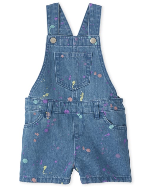 Shorts vaqueros con salpicaduras de pintura para bebés y niñas pequeñas