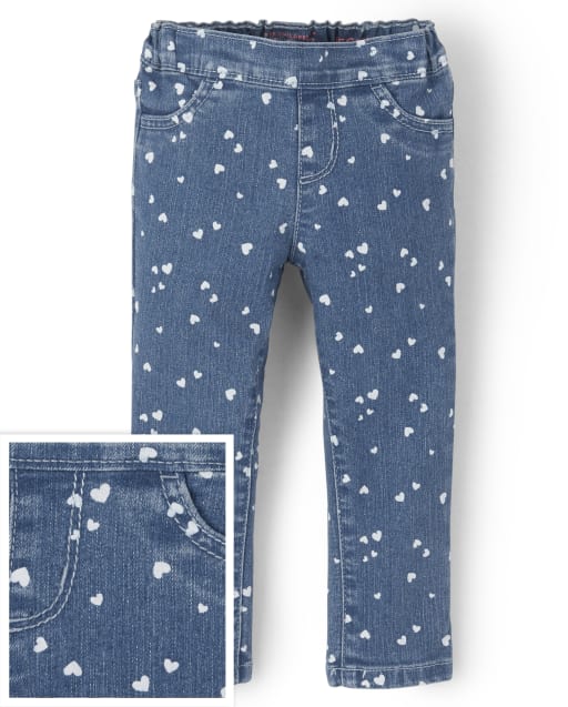 Baby And Toddler Girls Heart Denim Pull On Jeggings