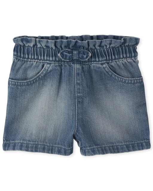 Baby And Toddler Girls Paperbag Waist Denim Shorts