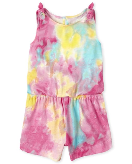 Baby And Toddler Girls Tie Dye Tie Shoulder Romper