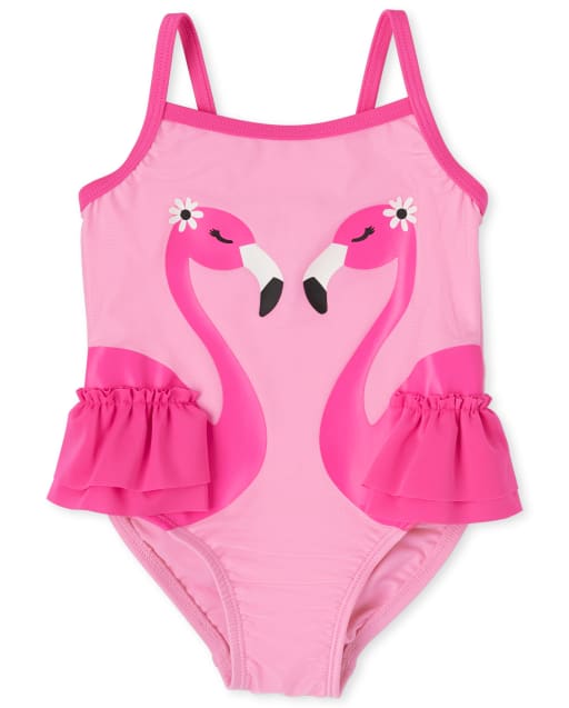 Maillot de bain une pièce flamant rose pour bébés et petites filles