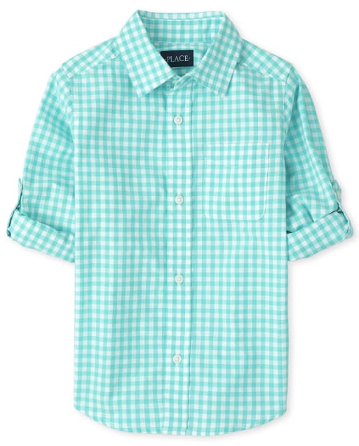 Boys Gingham Poplin Button Down Shirt