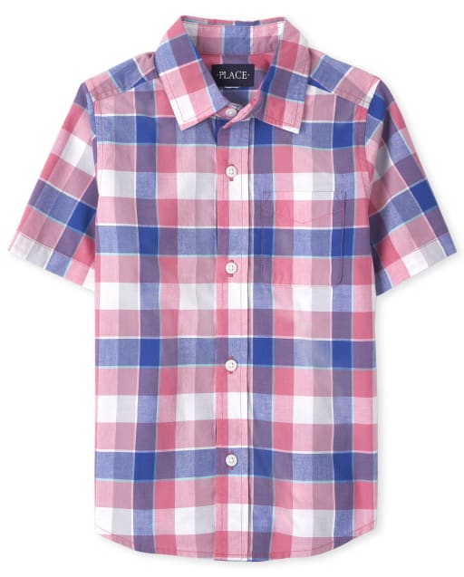 Boys Dad And Me Plaid Poplin Button Up Shirt