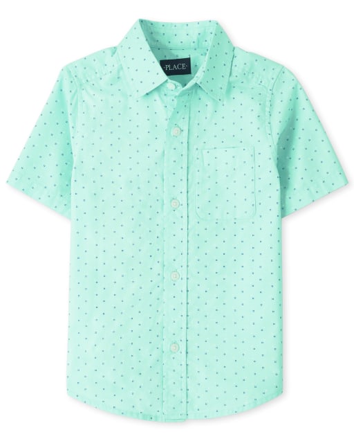 Chemise boutonnée en popeline imprimée pour garçon