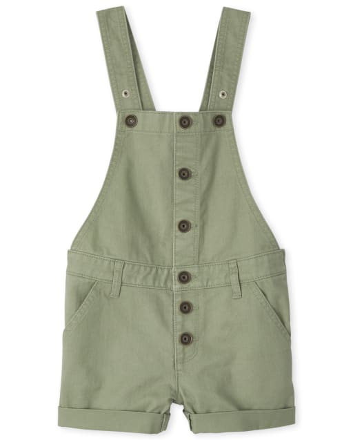 Girls Button Front Shortalls