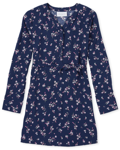 Girls Floral Shirt Dress