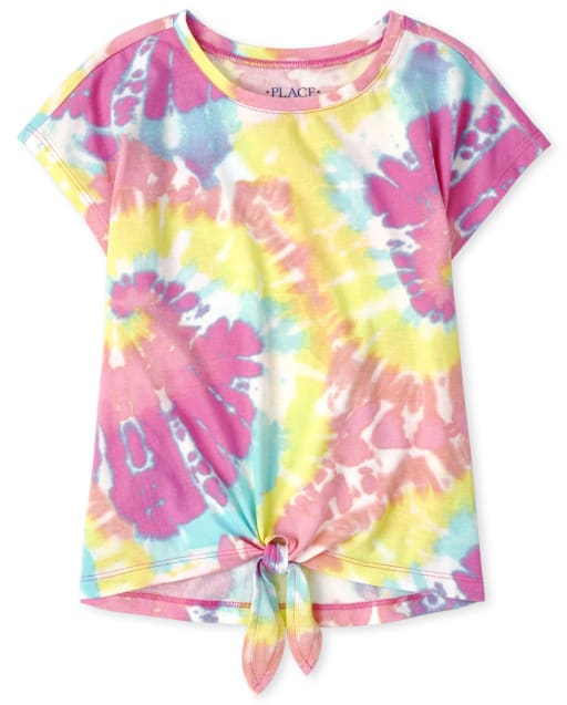 Girls Print Tie Front Top