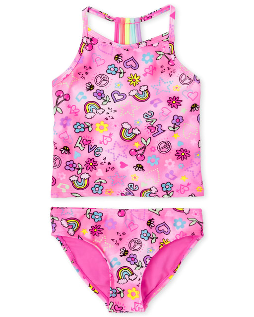 Maillot de bain tankini Emoji Tie Dye pour fille