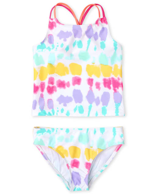 Girls Rainbow Tie Dye Tankini Swimsuit
