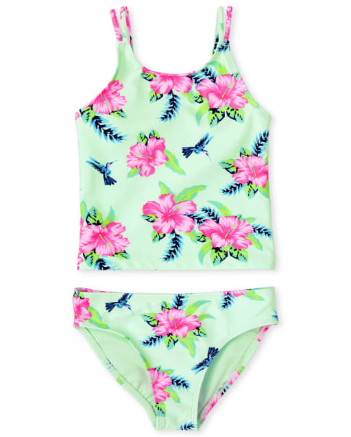 Traje de baño tankini floral para niñas