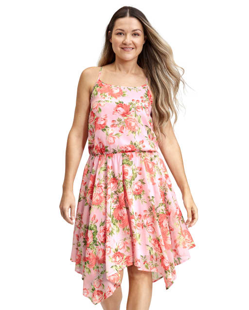 Womens Mommy And Me Floral Sharkbite Hem Dress