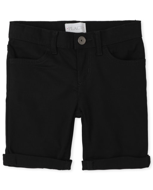 Girls Roll Cuff Twill Skimmer Shorts