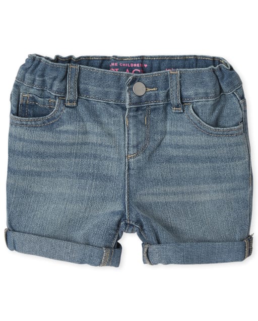 Baby And Toddler Girls Roll Cuff Denim Midi Shorts